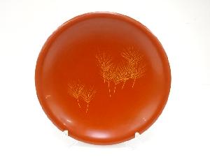 朱漆塗り　沈金　若松　盛器